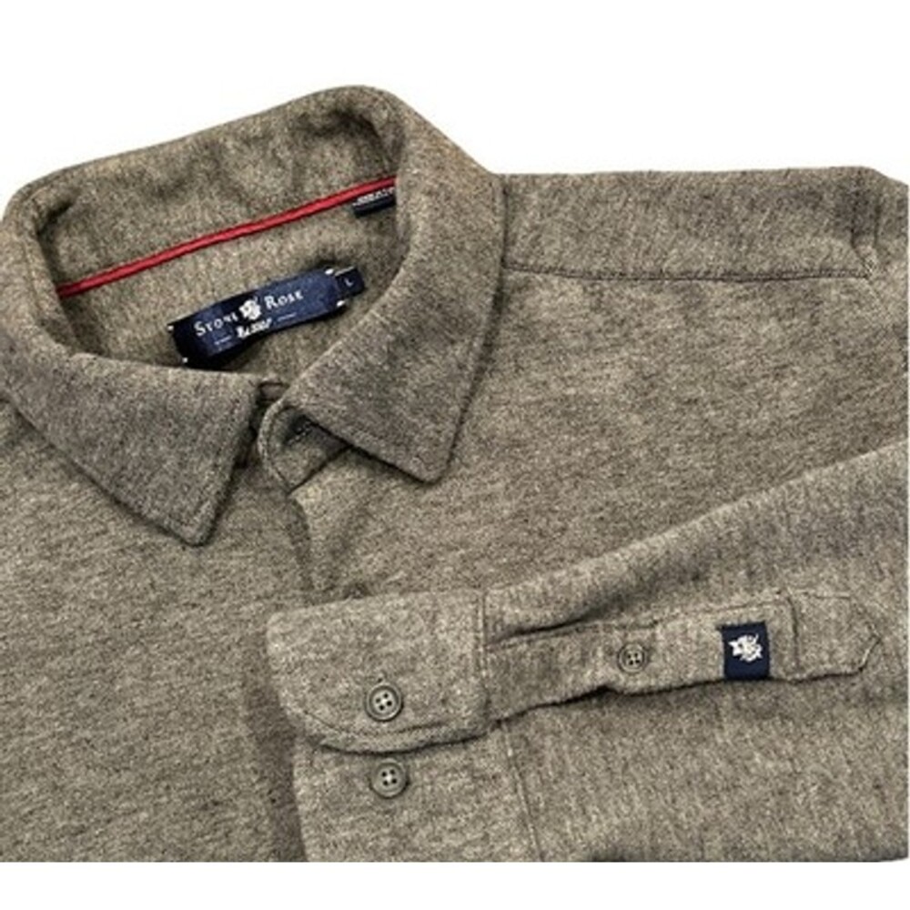 Stone Rose Flannel Shirt Men's L  Button Down Thick Soft Cotton Charcoal Gray